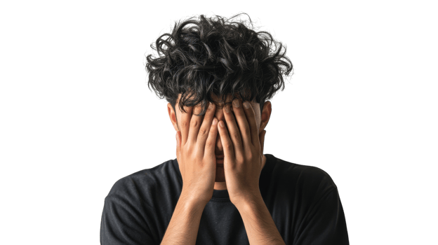Embarrassed Teenage Boy Experiencing Awkward Moments, Perfect for Mental Health Awareness Campaigns and Youth-Oriented Content. png