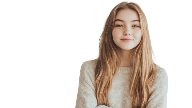 Confident Teenage Girl Smirking Portrait for Inspiring Content and Youth Empowerment Campaigns. png