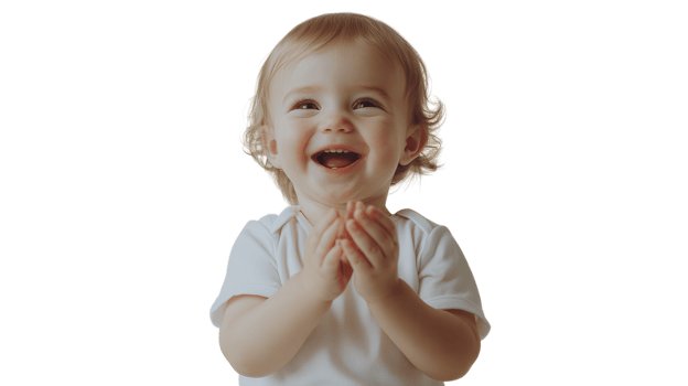 Delightful Image of a Toddler Clapping Hands in Excitement, Perfect for Capturing Joyful Childhood Moments in Family Blogs and Marketing Materials. png