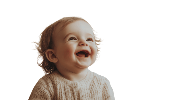 Joyful Toddler Captured in a Moment of Pure Glee Against a White Background, Perfect for Family and Childhood-Themed Projects. png