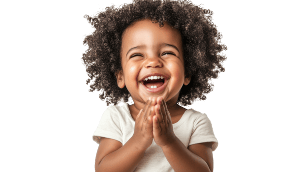 A Joyful Toddler Clapping Hands and Laughing - Capturing Pure Happiness and Playful Innocence for Family, Parenting, or Children's Content. png