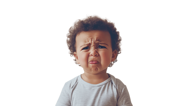Engaging Image of a Toddler Pretending to Cry Exaggeratedly, Ideal for Parenting Blogs, Childcare Resources, and Emotional Development Articles. png