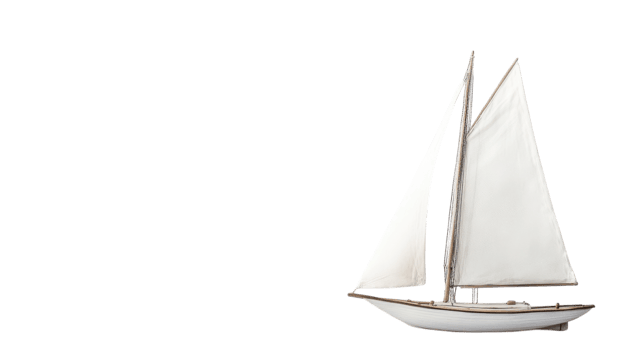 A Serene White Sailboat Elegantly Displayed on a Pearl White Background, Perfect for Nautical Themes, Travel Promotions, and Marine Designs. png