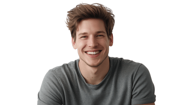 Captivating Image of a Young Adult Man Grinning Mischievously Ideal for Social Media Campaigns and Advertising. png