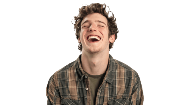 A Young Adult Man Laughing Heartily - Perfect for Capturing Joy and Laughter in Lifestyle and Social Media Projects. png
