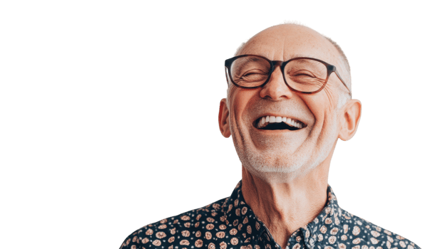 Elderly Man Laughing Heartily on a White Background - A Perfect Image for Marketing Campaigns Focused on Joy and Laughter. png