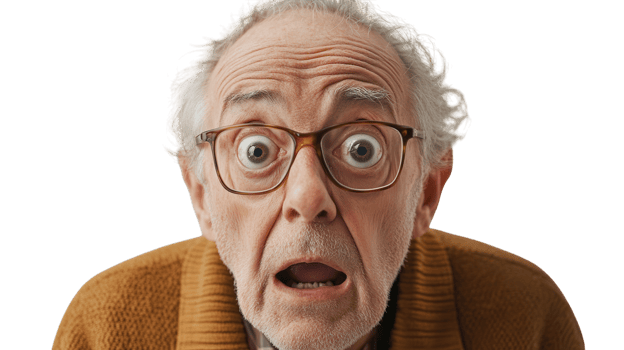 Elderly Man Expressing Surprise for Creative Projects and Emotional Expressions. png