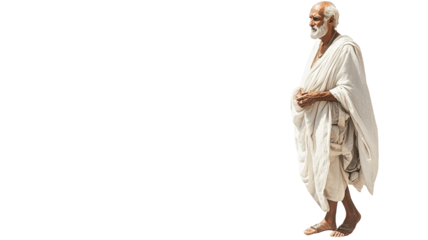 An elderly man dressed in a traditional white robe and sandals, suitable for illustrating themes of wisdom, spirituality, or cultural heritage in various projects.. png