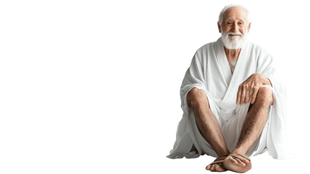 A Wise Elder in Traditional White Robe and Sandals Perfect for Cultural Representations or Historical Contexts. png