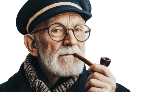 An old man dressed in traditional sailor attire, showcasing the rich maritime heritage and the nostalgia of seafaring life. png