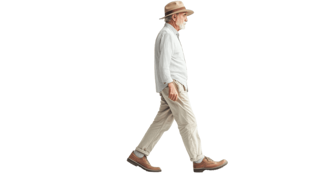 Aged Man Enjoying Leisure Walk in Comfortable Footwear - Perfect for Health and Lifestyle Promotions. png