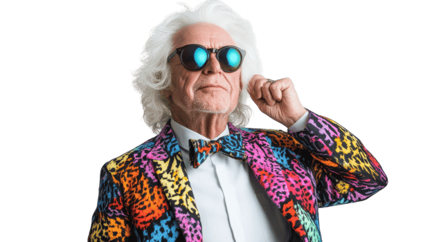 An elderly gentleman with thick white hair captured in a retro dining setting, perfect for illustrations related to wisdom, nostalgia and generational stories.. png