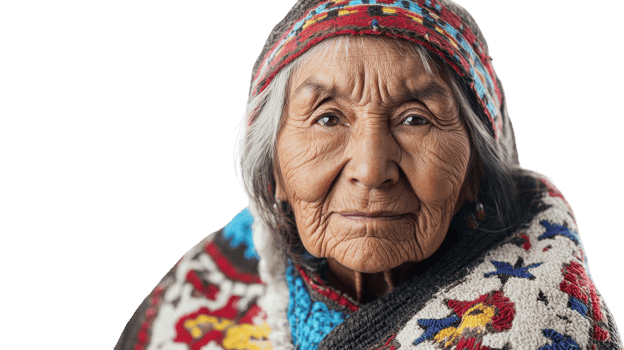 An Old Woman Representing Traditional Native American Culture and Heritage, Ideal for Illustrating Wisdom and Tradition in Various Creative Projects. png