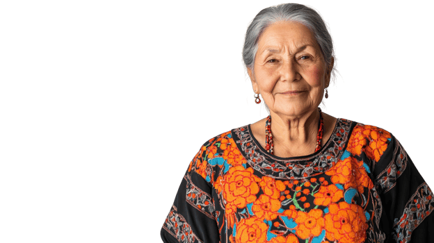 A Captivating Image of an Elderly Woman with Gray Hair in Traditional Attire Perfect for Cultural and Heritage Related Projects. png