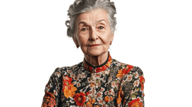 Portrait of an Elderly Woman with Gray Hair Exemplifying Traditional Cultural Attire for Use in Diverse Contexts. png