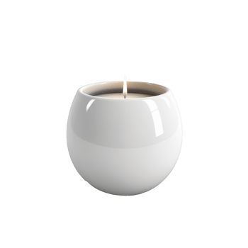 Lit White Candle in Round Ceramic Holder Home Decor Relaxation Spa png