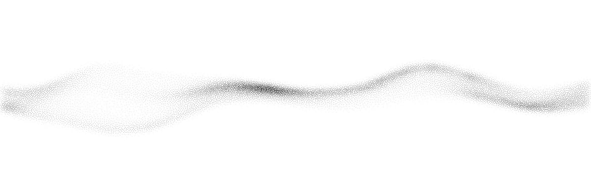 Smooth undulating wave created with black dots on a white background. Highlights motion, balance, and a minimalist visual approach. vector