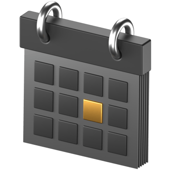 3d render of a black calendar png