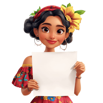 Latin American Woman Holding Blank Paper for Customizable Usage on transparent background png