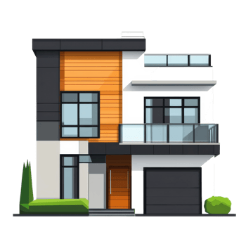 Modern House with Sleek Architecture and Open Spaces on transparent background png