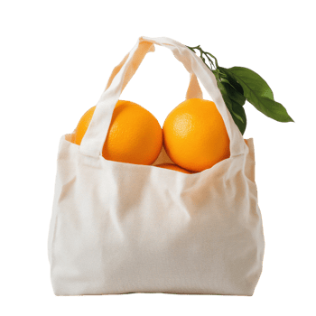 Orange in Reusable Bag for Sustainable Living on transparent background png