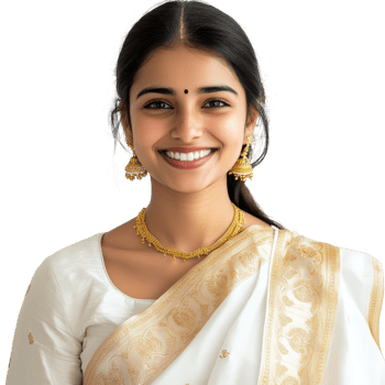 Smiling Indian Woman in White Shirt on White Background - Perfect for Lifestyle and Fashion Themes on transparent background png