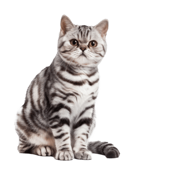 American Shorthairs cat pet front view full body isolate on transparency background png