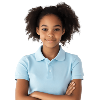Teenage African American Girl in Light Blue Attire on transparent background png