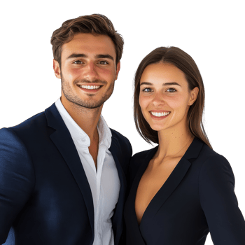 Young Business Couple Smiling at Camera for Professional Use on transparent background png