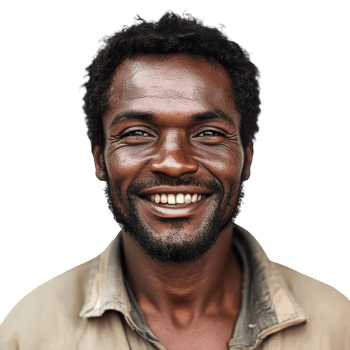 Happy African Man Smiling Isolated for Positive Media and Advertising Use on transparent background. png