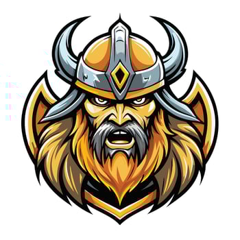 the viking mascot head with horns and a beard vector