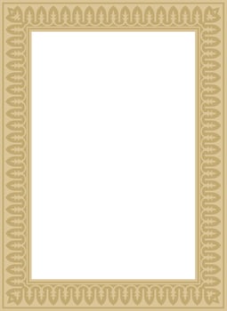 square golden national Persian ornament. Rectangle, frame, border, ethnic pattern of the peoples of Iran, Iraq, Tajikistan vector