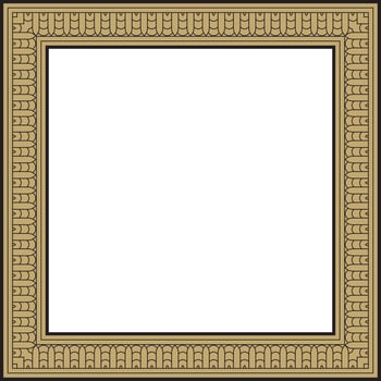 gold and black square Egyptian ornament. Rectangle, frame, ancient Egypt.Pattern of lotus flowers and sun vector