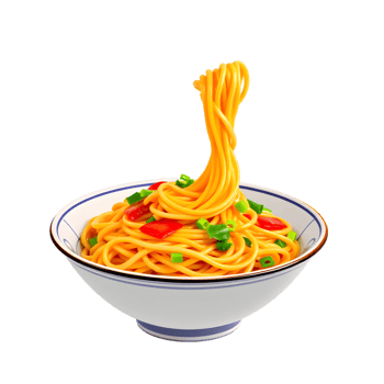 A bowl of noodles with noodles and vegetables png