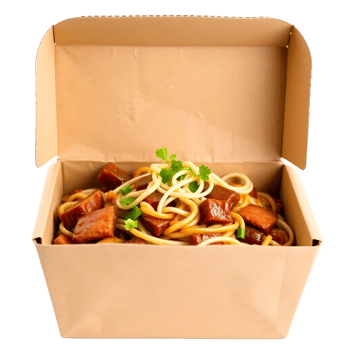 A box of noodles with meat and vegetables in it png