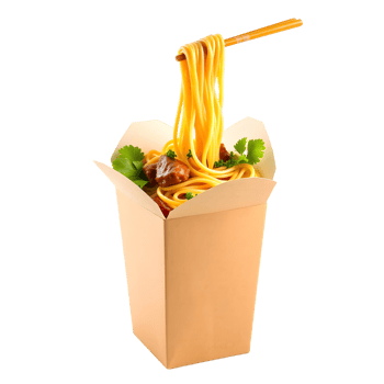 A box with noodles and meat in it png