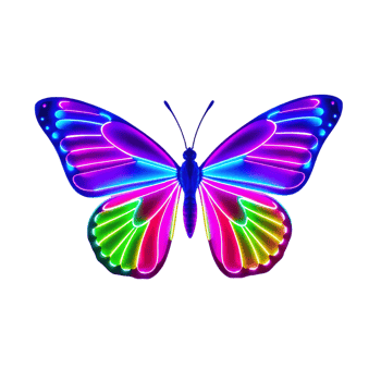 A butterfly with neon colors on it png