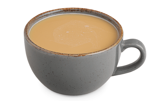 Coffee with milk in a gray cup isolated png