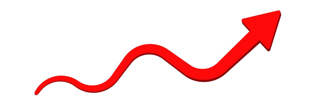 Red zigzag arrow pointing upward vector