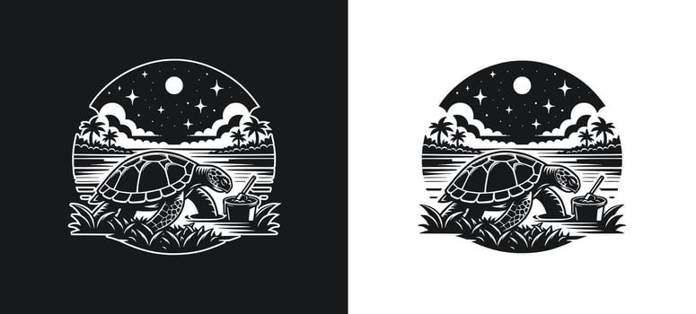 Turtle shadow art design. vector