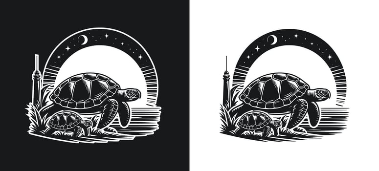 Turtle outline design illustration. vector