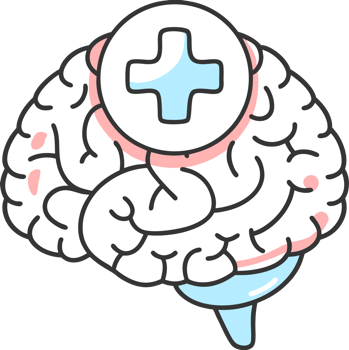 Illustration of a healthy human brain with the image of a cross as a symbol of health png
