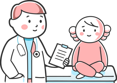 Illustration of the pediatric department of the hospital with an image of a child at a doctor's appointment png