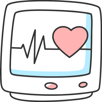 Illustration of a cardiological device measuring pulse and blood pressure png