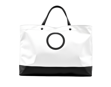 A white and black tote bag with the letter o png