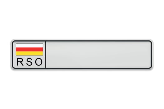 New Car number plate of South Ossetia. Vehicle registration license vector