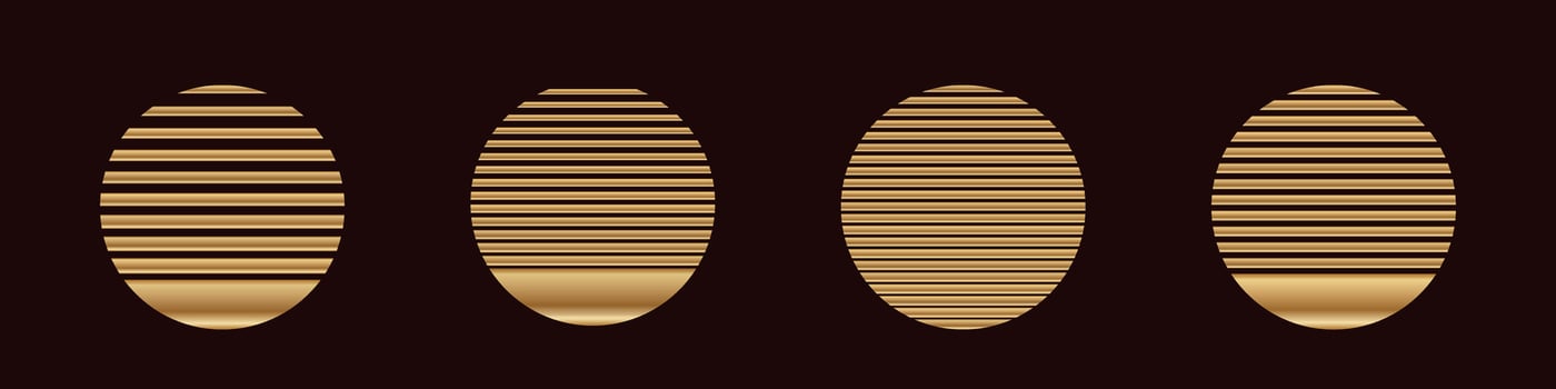 Gold striped ovals on dark background vector