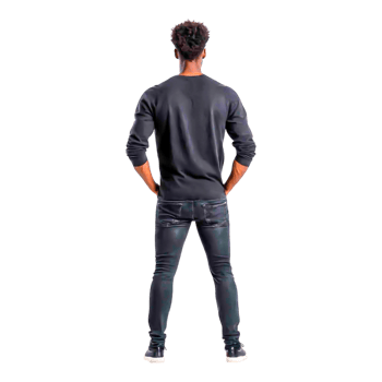 Young man in casual black outfit standing with back view isolated png