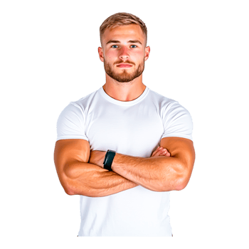 Confident Young Man with Strong Arms and Stylish Watch Posing png