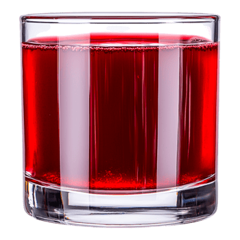 Bright Red Drink in a Clear Glass with Bubbles and Reflections png